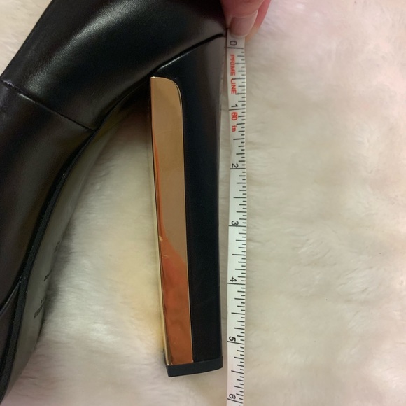 Saint Laurent YSL Black Leather+gold platform pump - Picture 8 of 8